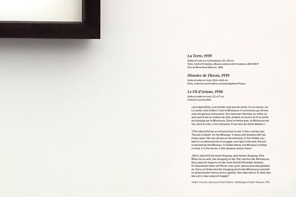 signaletique de l'exposition andre masson - centre pompidou metz